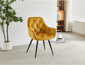Jídelní židle, žlutá, sametová látka, DCH-421 YEL4