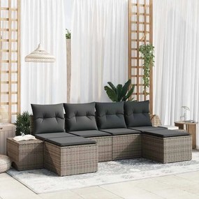 Kerti Kanapé Szett 6 pcs Szürke 184 x 62 x 85 cm Poli rattan