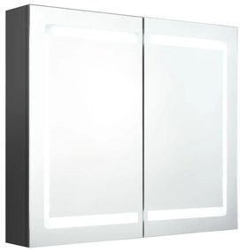 szürke LED-es tükrös fürdőszobaszekrény 80 x 12 x 68 cm