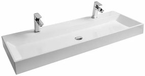 Ravak Natural dupla mosdó 120x45 cm, csaptelepnyílás, túlfolyó nélkül xjo01212000 NATURUM0DUO