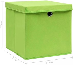 10 db zöld szövet tárolódoboz fedéllel 32 x 32 x 32 cm