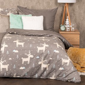 4Home Happy reindeer flanel ágyneműhuzat, 140 x 220 cm, 70 x 90 cm