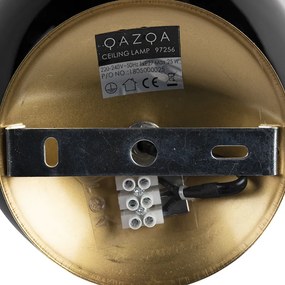 Art Deco mennyezeti lámpa sárgarézzel és fekete üveggel - Pallon