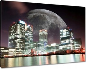 Vászonkép 100x70 Város éjszaka Hold