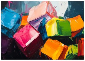 Üveg kép - Színes kockák (70x50 cm)