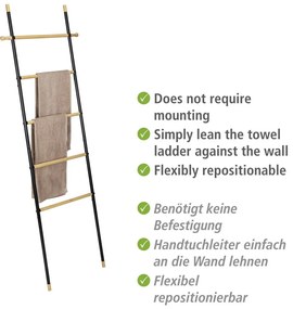 Fekete-natúr színű fém dekorációs létra Loft – Wenko