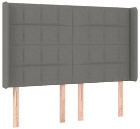 sötétszürke szövet LED-es fejtámla 147x16x118/128 cm