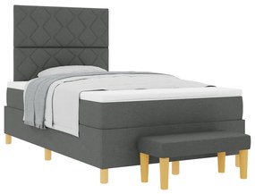 Box Spring Ágy Matraccal és Pad Sötétszürke 120x190 cm Textil