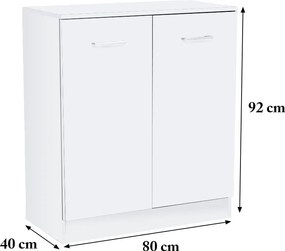 Miami komód 2 ajtós 80x92 cm fehér-fehér