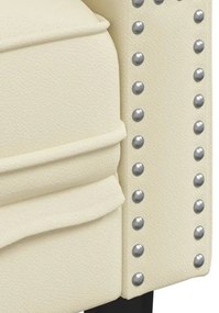 3 részes krémszínű műbőr Chesterfield kanapégarnitúra