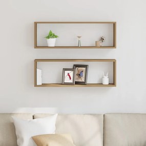 Falipolc 2 db Kézműves tölgy 80x15x26 cm Műanyag