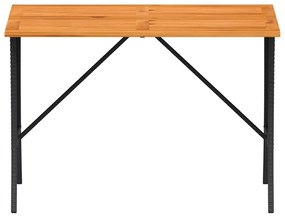 fekete polyrattan kerti asztal akácfa lappal 105x75x72 cm