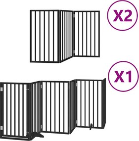 vidaXL fekete nyárfa 12 paneles összecsukható kutyakapu ajtóval 600 cm