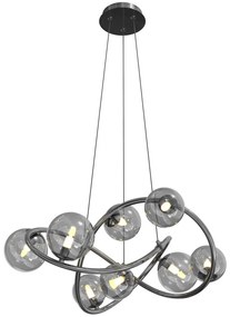 Wofi 7014-805 - LED Csillár zsinóron NANCY 8xG9/3,5W/230V fekete/króm