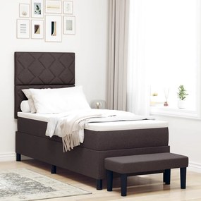 Box Spring Ágy Matraccal és Pad Sötétbarna 80x200 cm Szövet