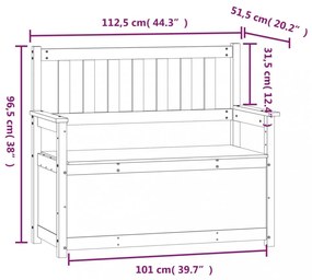 tömör fenyőfa pad 112,5 x 51,5 x 96,5 cm
