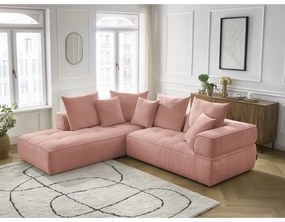 Rózsaszín zsenília sarokkanapé (bal oldali-L alakú) Whesley – Bobochic Paris