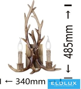 UNIVERSO Fali lámpa 2 karos 2xE14 Max.40W D34x48.5cm barna
