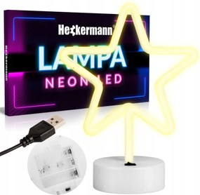 Neon Led Csillag LĂĄmpa Usb ĂllvĂĄnnyal A SzobĂĄba