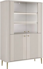Vesper négyajtós vitrin 103 cm - kasmír / arany lábak