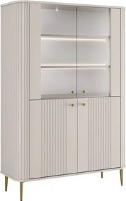 Vesper négyajtós vitrines szekrény 103 cm - kasmír / arany lábak