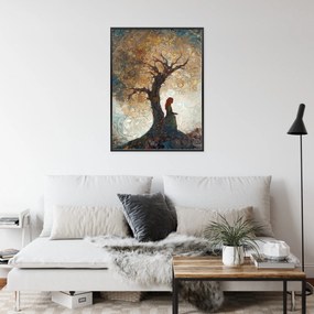 Nő és az életfa poszter - 30x40 cm, Fekete