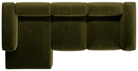 Zöld kordbársony sarokkanapé (bal oldali-heverő résszel) Bergamo – Cosmopolitan Design