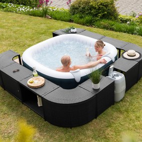 Lay-Z-Spa négyzet alakú rattan jakuzzi bútor, 188 cm, fekete