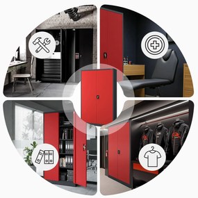 Fém iratszekrény JAN II, 1150 x 185 x 400 mm, antracit-piros