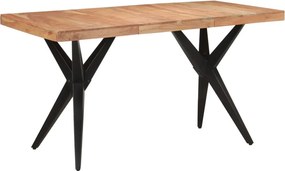 vidaXL fekete tömör akácfa étkezőasztal 140 x 70 x 76 cm