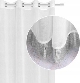 Stone kész függöny 140x250 fehér, dekoratív szalaggal