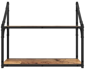 Falpolc polcokkal tárolóval Régi fa 60 x 21 x 51 cm Faanyag