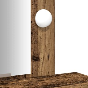 Sminkasztal LED Fényekkel Régi Fa 50x41x140 cm