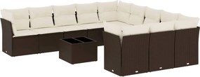 vidaXL 12 részes barna polyrattan kerti ülőgarnitúra párnákkal