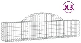 3 db íves horganyzott vas gabion kosár 200x30x40/60 cm