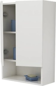 Zed 2 ajtós fali fürdőszobai szekrény, Fényes fehér / Fehér, MDF, 48 x 22 x 72 cm