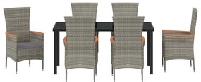 Kert étkező szett párnával 7 pcs Szürke Poli rattan