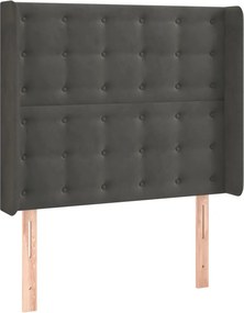vidaXL sötétszürke bársony fejtámla szárnyakkal 83x16x118/128 cm
