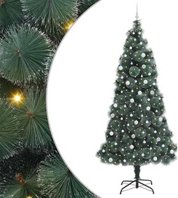vidaXL Mesterséges, előre világított karácsonyfa gömbökkel Zöld 240 cm