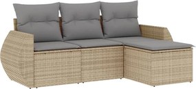 vidaXL 4 részes bézs polyrattan kerti ülőgarnitúra párnákkal