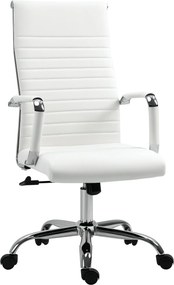 Vinsetto Ergonomikus Irodai Szék Dönthető Funkcióval Állítható Magasságú Forgószék Párnázott Műbőr Hab Fehér 54 x 62 x 104-114 cm | Aosom