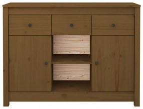 mézbarna tömör fenyőfa tálalószekrény 100x35x74,5 cm