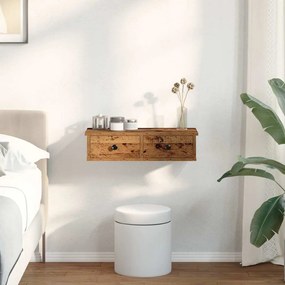 Falipolc fiókokkal régi fa 60x25x15 cm műszaki fa