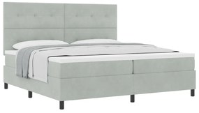 Boxspring Ágy Matraccal Világosszürke 200x200 cm Bársony