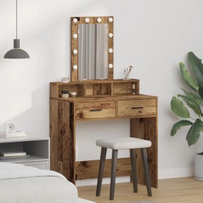 Piperasztal LED világítással - Vintage fa stílus, 79x41x140 cm