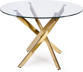 Elegáns Étkezőastzal Üveg/Aranya. SALLO 110 cm