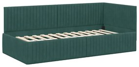 Sarokágy keret fejtámlával Sötétzöld 90 x 200 cm Bársony