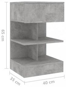 betonszürke szerelt fa éjjeliszekrény 40 x 35 x 65 cm
