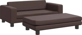 vidaXL barna gyerek bársonykanapé lábzsámollyal 100x50x30 cm
