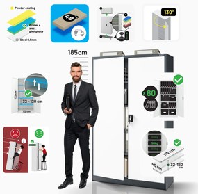 Fém iratszekrény JAN II, 1150 x 185 x 400 mm, antracit-fehér